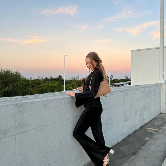 Italian Genuine Leather Handbag for Women Clutch Evening Bag Gold Chain Strap Sh - Picture 5 of 5